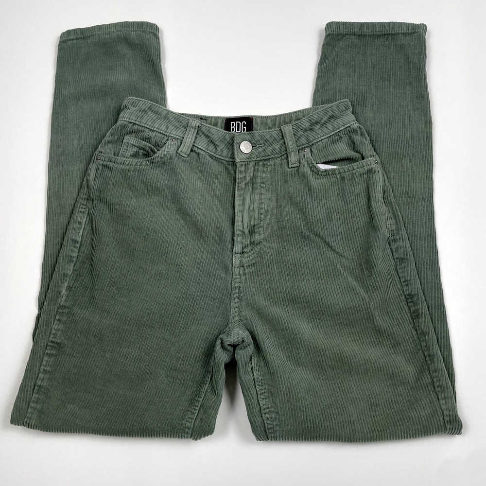 16. NWOT BDG Urban Outfitters Womens High Rise Corduroy Jeans Green 24 Cotton